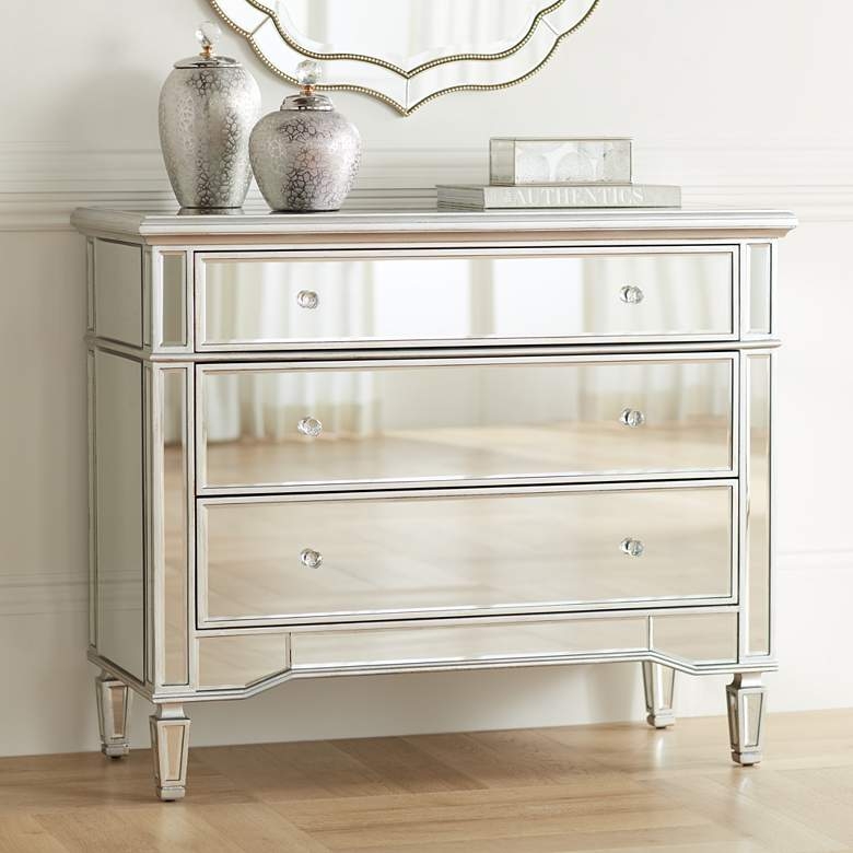 Josephine 42" Wide 3-Drawer Mirrored Accent Chest - Image 0