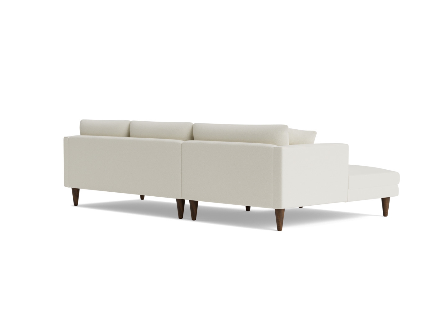 White Lewis Mid Century Modern Sectional - Tussah Snow - Mocha - Left - Cone - Image 3