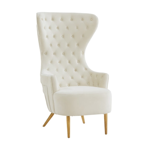 Jezebel Cream Velvet Wingback Chair - Image 0