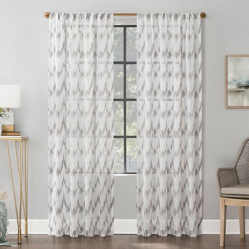 Santo Ikat Sheer Rod Pocket Single Curtain Panel - Image 0