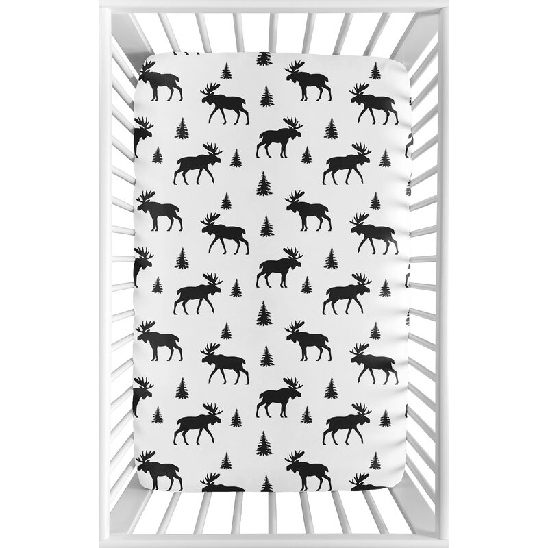 Rustic Patch Moose Print Fitted Crib Sheet - Image 1