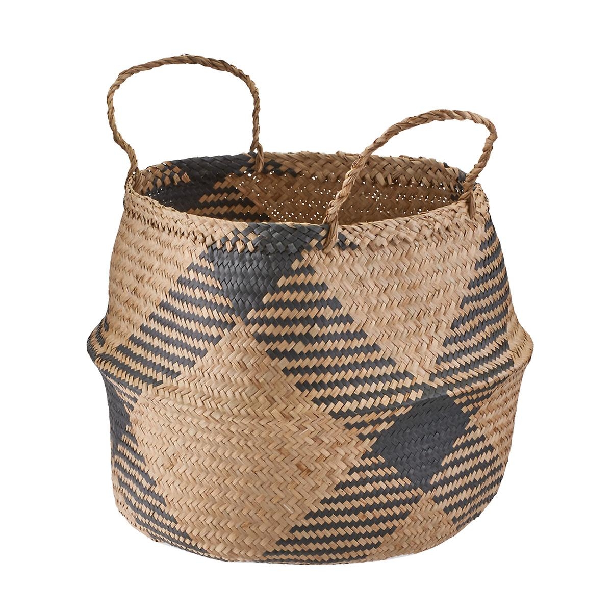 Large Diamonds Seagrass Belly Basket - Image 0