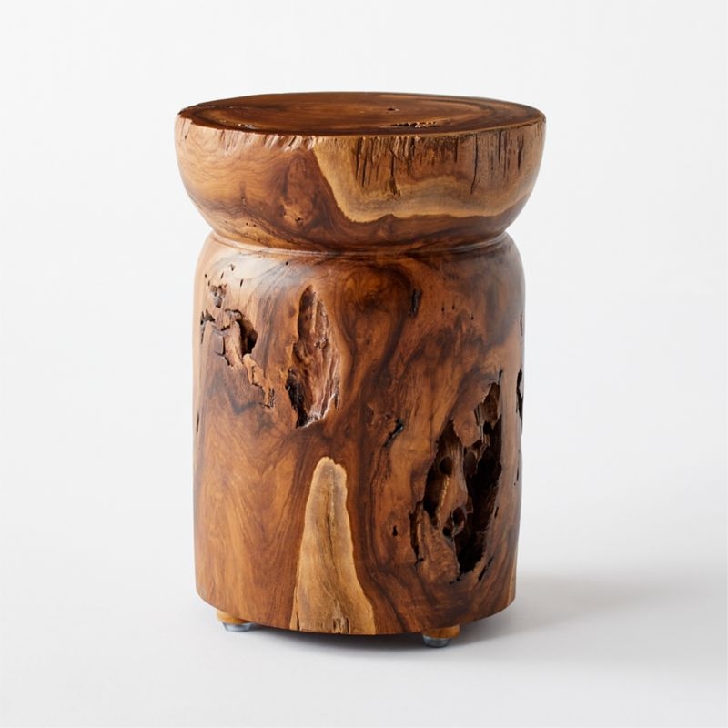 Teak Natural Round Bathroom Stool - Image 4