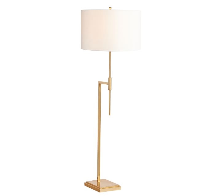Atticus Metal 58" Floor Lamp, Brass with Ivory Shade - Image 0