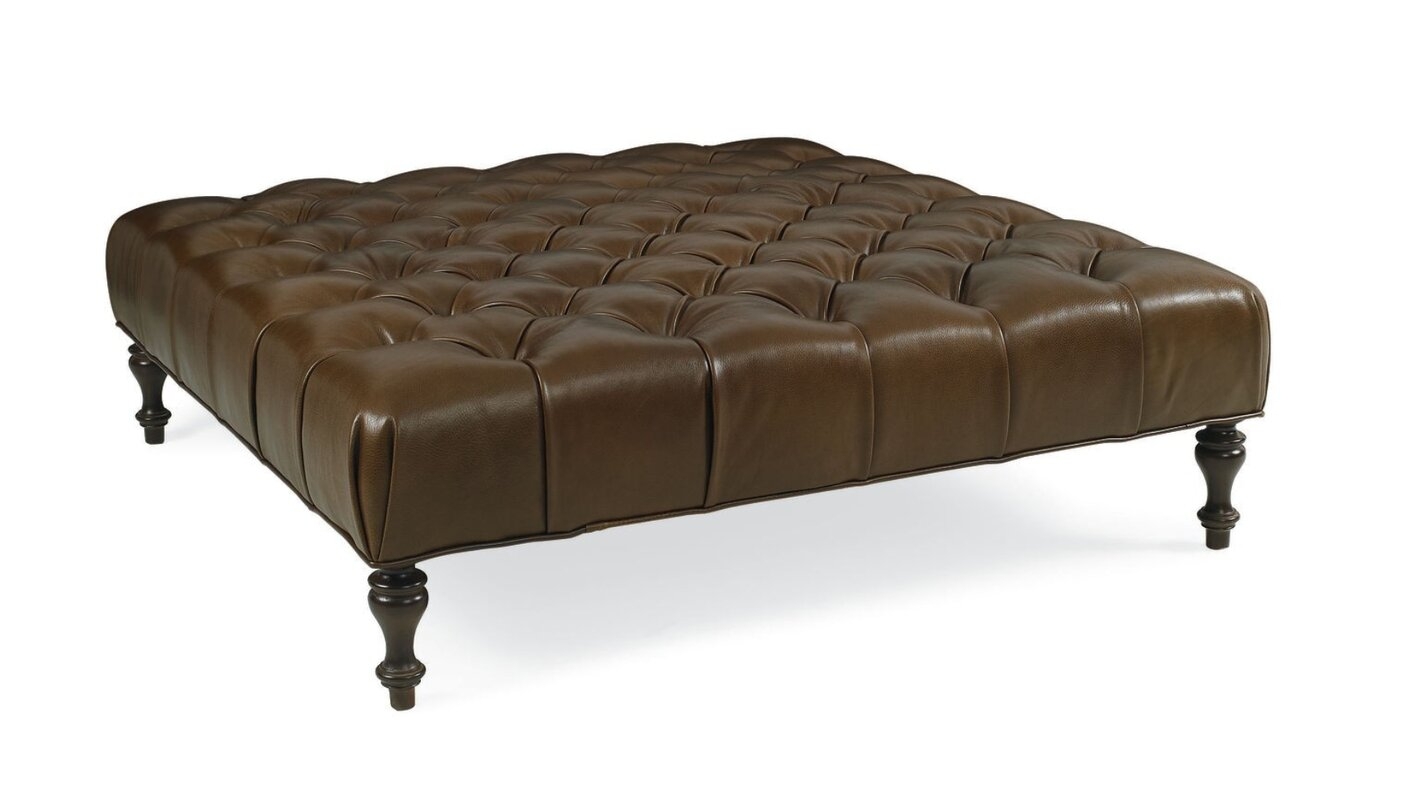 NELL LEATHER TUFTED COCKTAIL OTTOMAN - Image 0