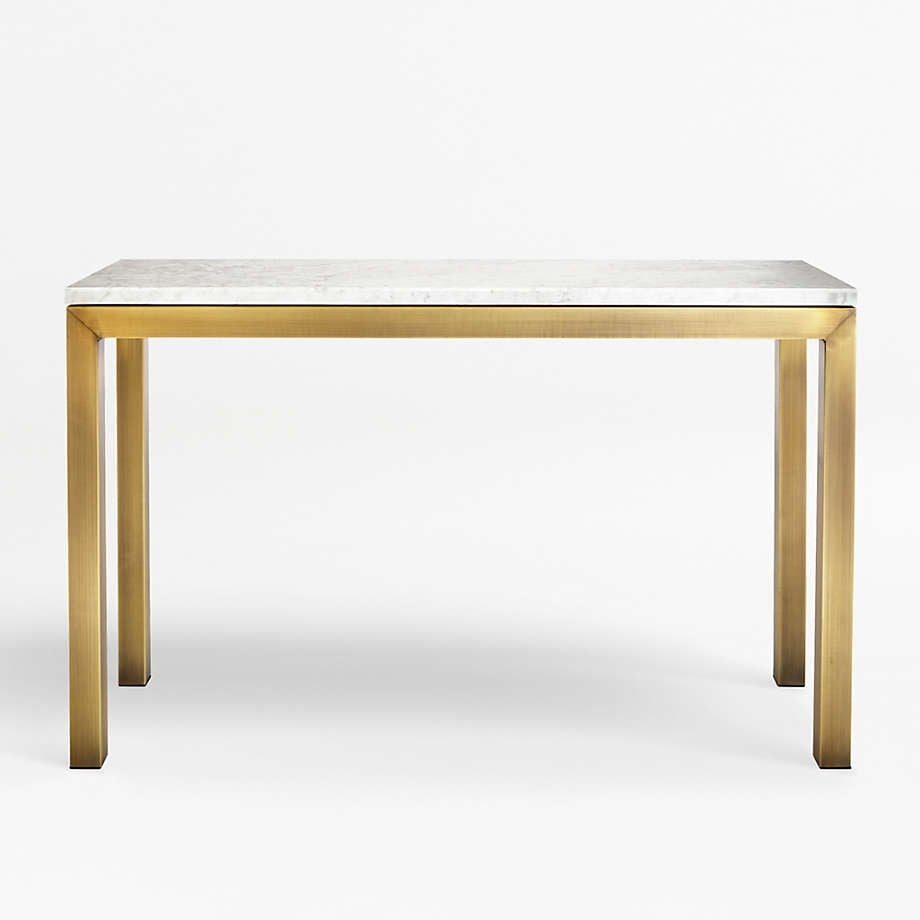 Parsons White Marble Top/Brass Base 48x16 Console Table - Image 0