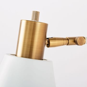 west elm + Rejuvenation Cylinder Sconce, Adjustable, White, Antique Brass - Image 1