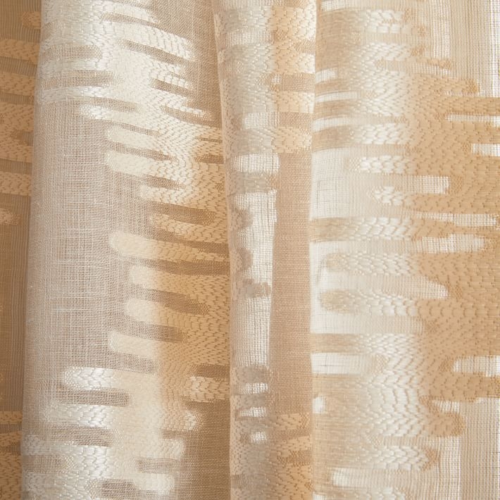 Trellis Ogee Clipped Jacquard Curtain,Belgian Flax/Ivory, 48"x96" - Image 1