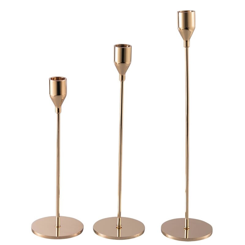 3 Piece Metal Tabletop Candlestick Set - Image 1