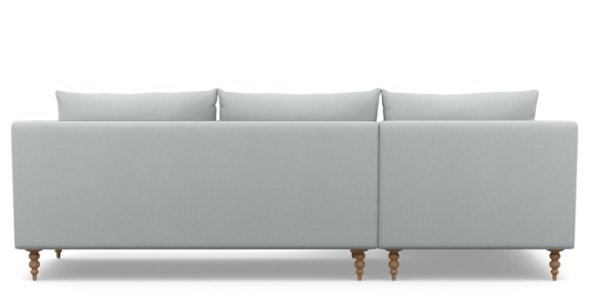 Sloan Left Sectional with Grey Ore Fabric, two cushions with standard fill and natural oak tapered turned wood leg - Image 3