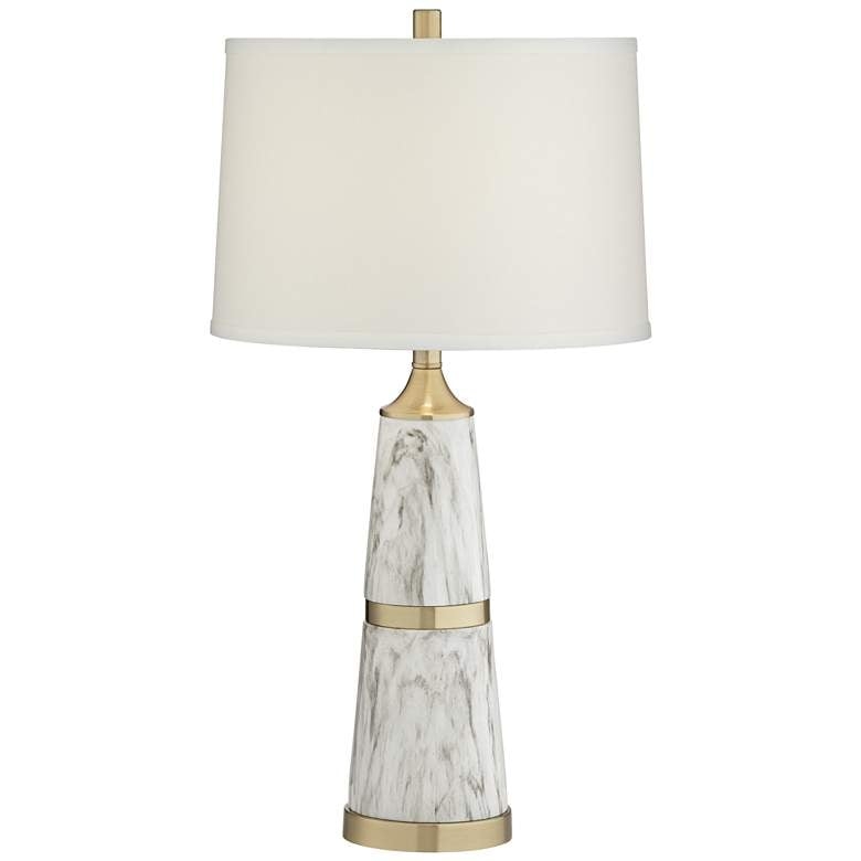 Possini Euro Irina White Faux Marble Table Lamp - Style # 72R79 - Image 0