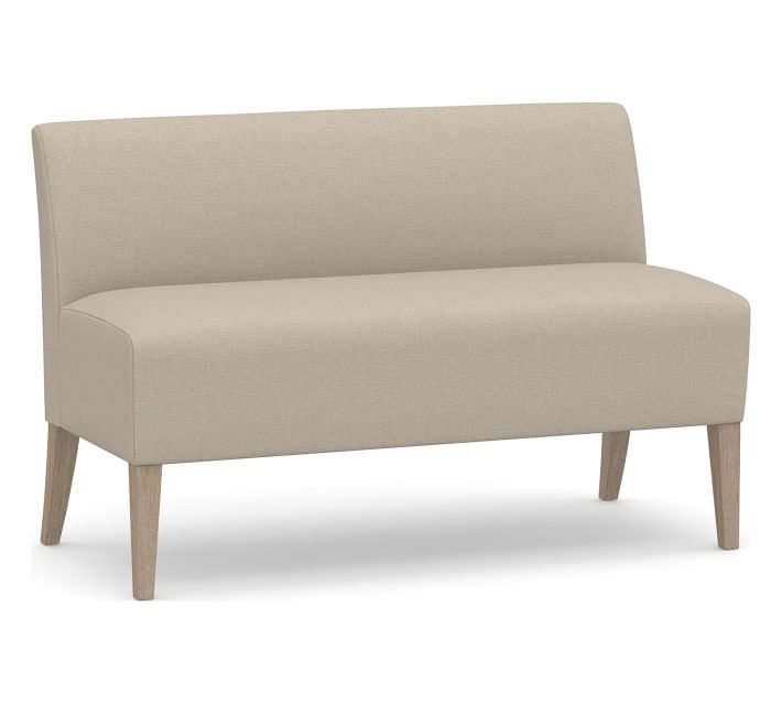 Modular Upholstered Banquette, Seadrift Leg, Brushed Crossweave Natural - Image 0