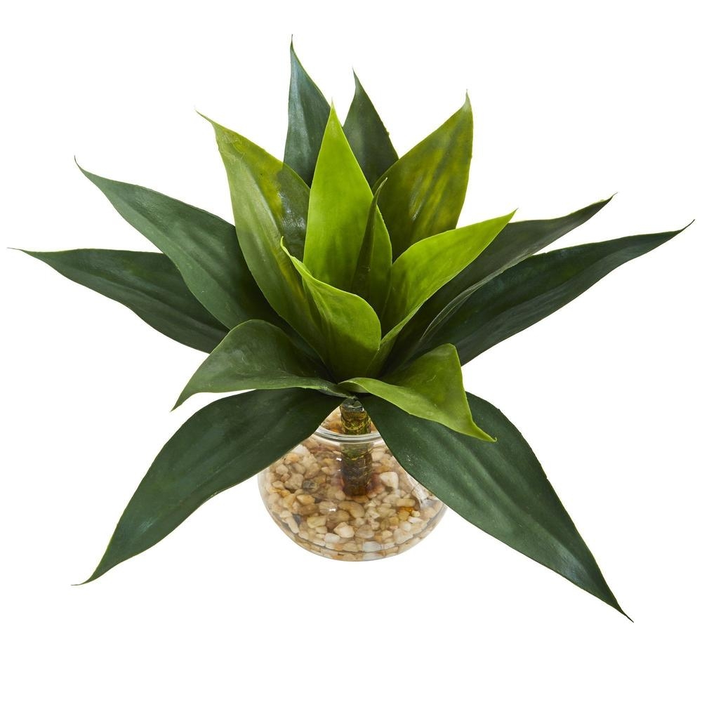 12" Agave Succulent Artificial Plant in Glass Vase - Image 1