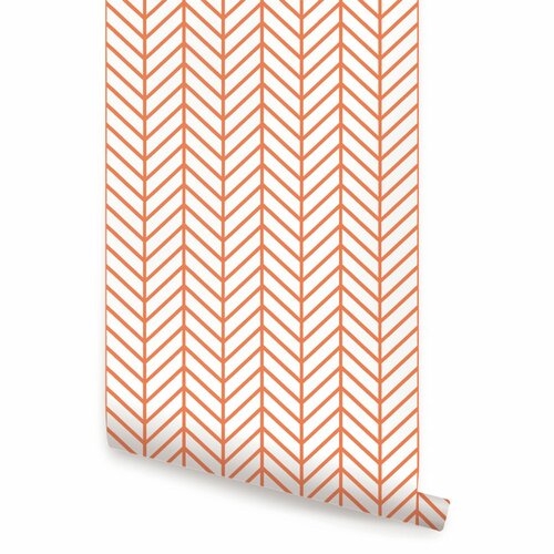 Nevaeh Herringbone Line Matte Peel and Stick Wallpaper Panel - Image 0