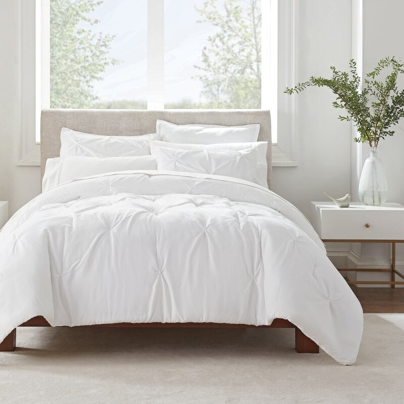 King Comforter + 2 King Shams White Microfiber 3 Piece Comforter Set - Image 0