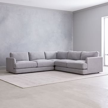 Haven Sectional Set 03: Left Arm Sofa, Corner, Right Arm Sofa, Poly, Heathered Crosshatch, Natural - Image 2