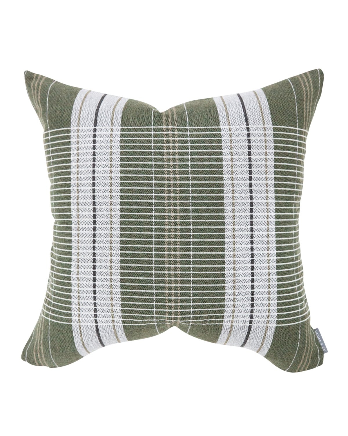OXFORD WOVEN PLAID PILLOW WITHOUT INSERT, GREEN, 22" x 22" - Image 0