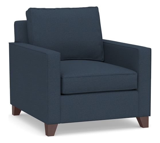 Cameron Square Arm Upholstered Deep Seat Armchair, Polyester Wrapped Cushions, Brushed Crossweave Navy - Image 0
