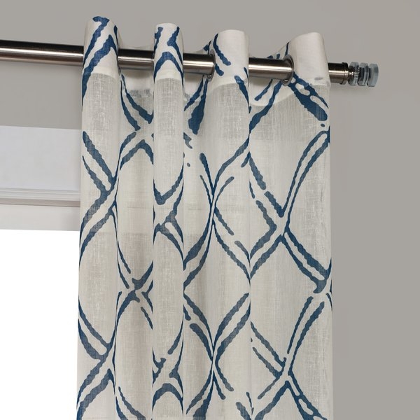 Romane Geometric Sheer Grommet Single Curtain Panel - Image 2