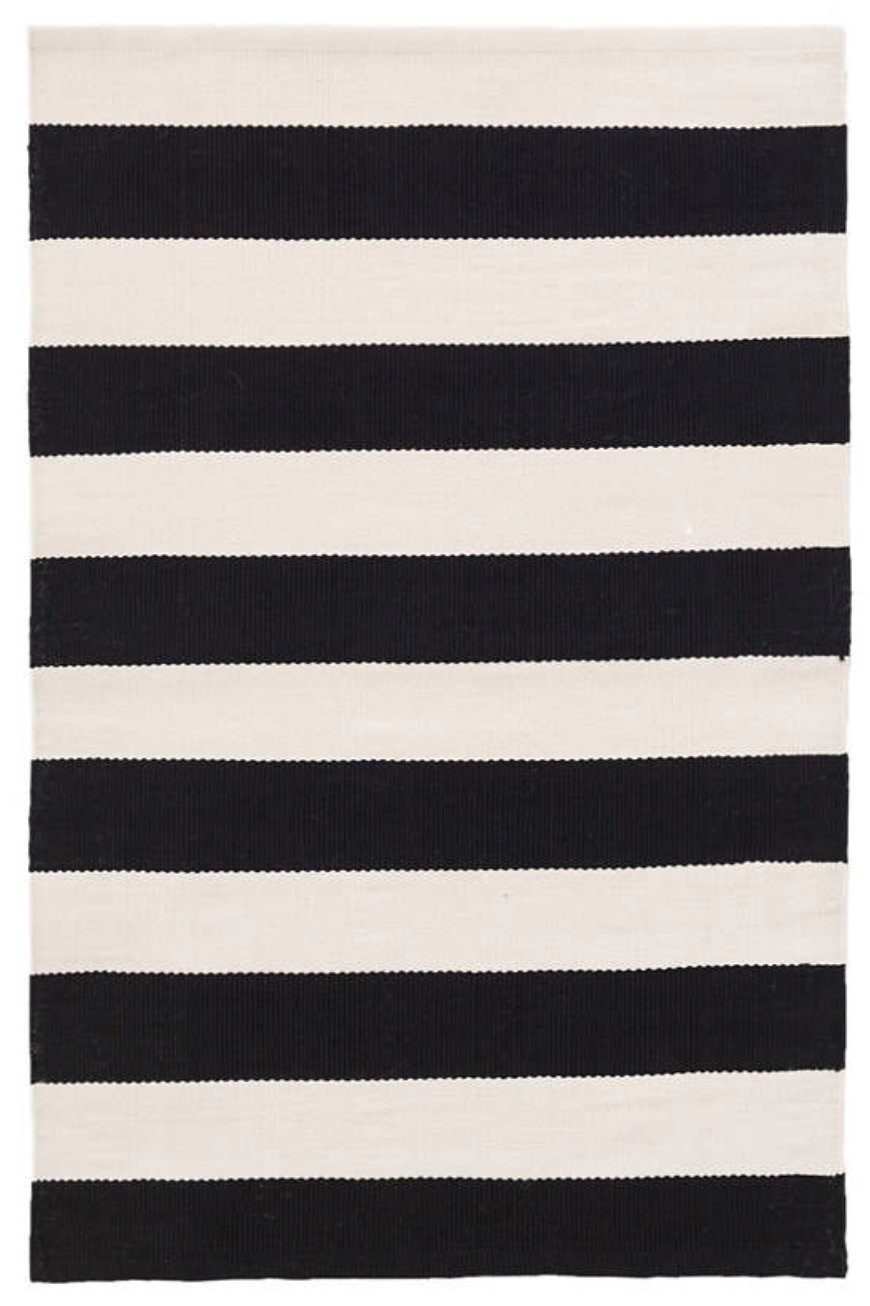 Catamaran Stripe Black/Off-White Indoor/Outdoor Area Rug Rug Size: Runner 2'6" x 8' - Image 0