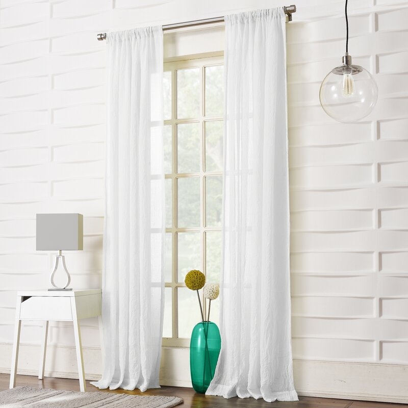 Reese Solid Sheer Rod Pocket Single Curtain Panel - Image 0