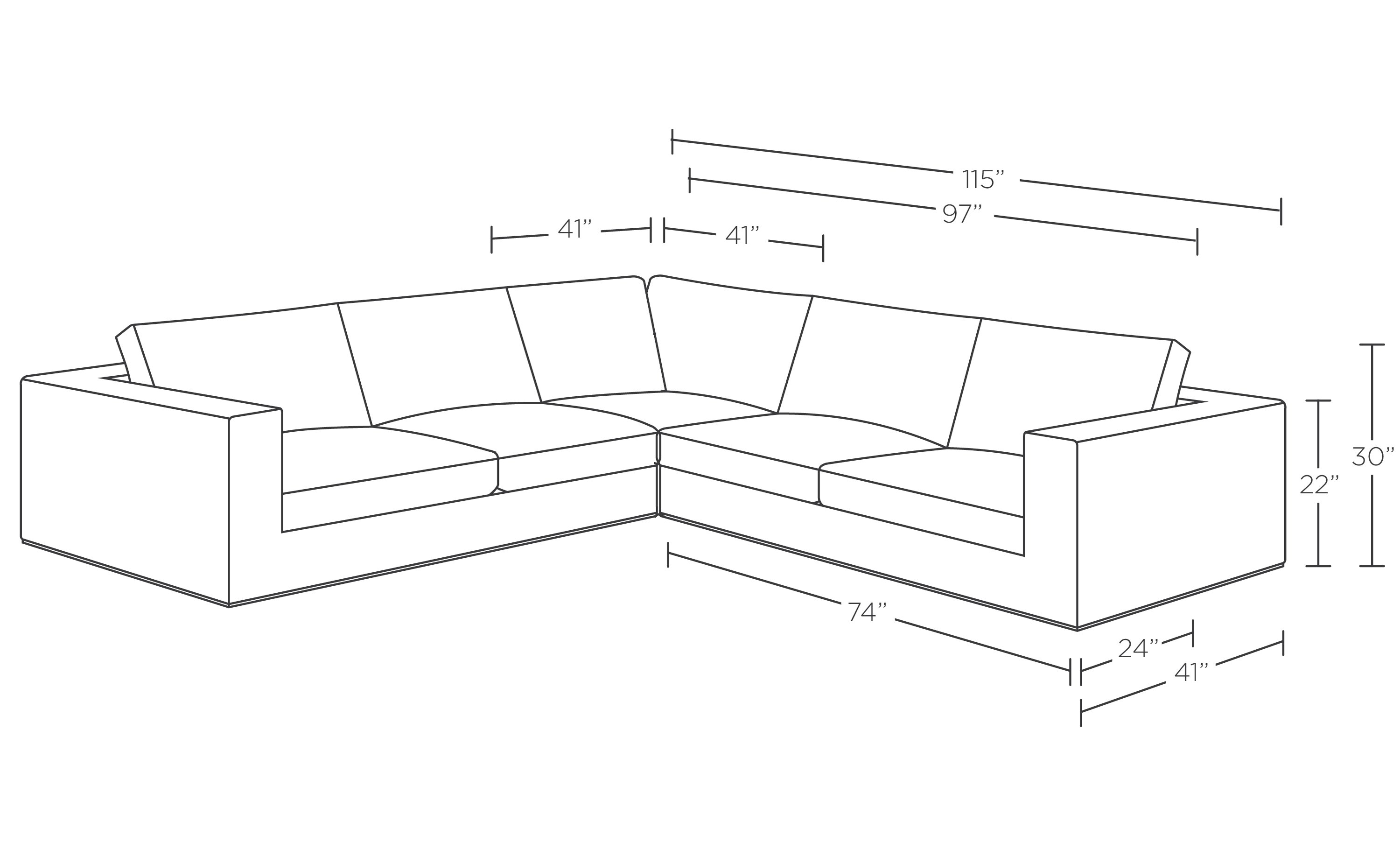 WALTERS Corner Sectional Sofa, 119", Ore Heavy Cloth - Image 2