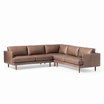 Haven Loft Set 03: Left Arm Sofa, Corner, Right Arm Sofa, Trillium, Saddle Leather, Nut, Pecan - Image 1