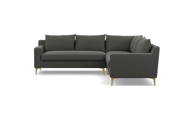 SLOAN Corner Sectional Sofa - Charcoal Heavy Cloth--bench cushion - 97'' - Image 0
