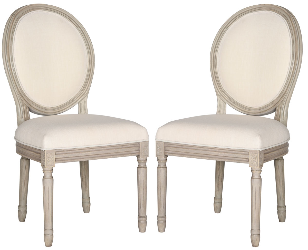 Holloway 19''H French Brasserie Linen Oval Side Chair (Set of 2) - Light Beige/Rustic Grey - Arlo Home - Image 0