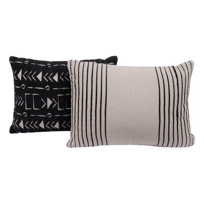 Maree Piece African Mudcloth Cotton Lumbar Pillows - Image 0