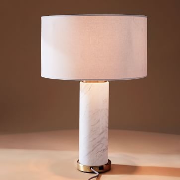 Pillar Table Lamp + USB, Marble - Image 3