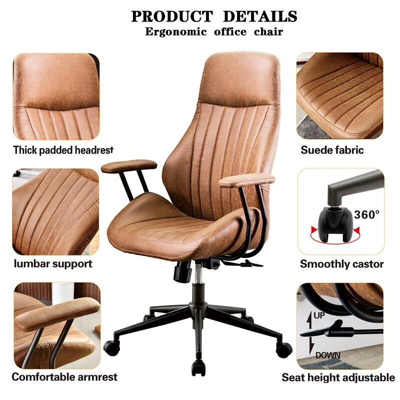 Suede Ergonomic Executive Office Chair - Image 4