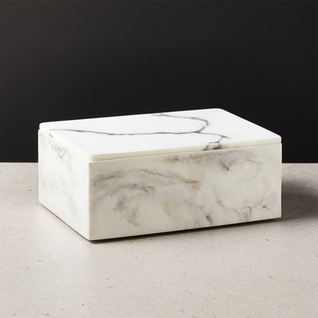 Vaughan Marbleized Ivory Resin Box Large - Image 0