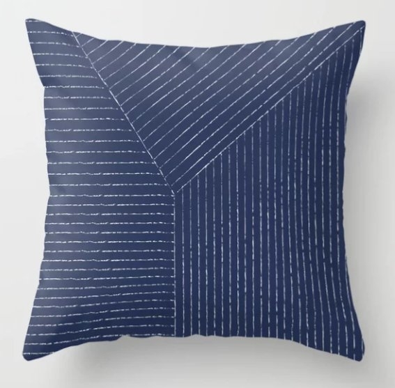 Lines / Navy Throw Pillow - Image 0