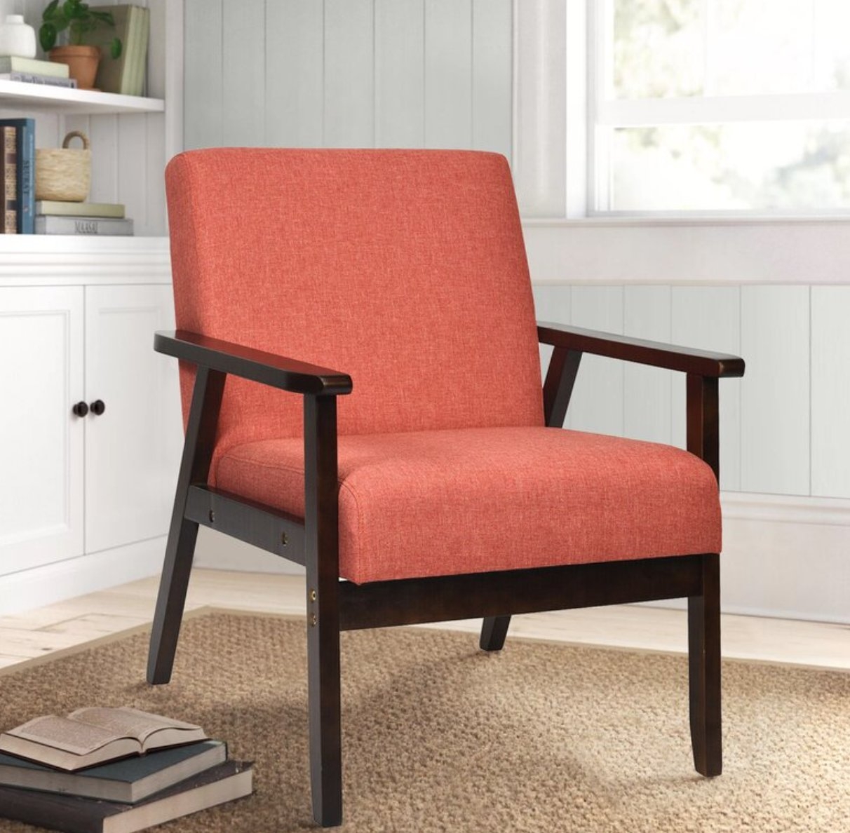 Solid Rubber Wood Accent Armchair - Image 1