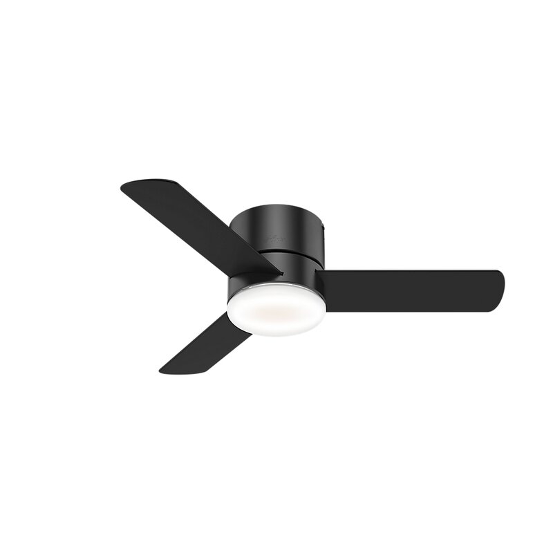 Matte Black with American Walnut Blades 44" Minimus 3 Blade LED Ceiling Fan with Remote, Light Kit Included - Image 0