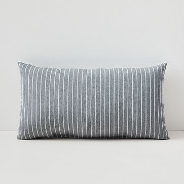 Sunbrella Indoor/Outdoor Striped Lumbar Pillow, Smoke, 12"x21" - Image 0