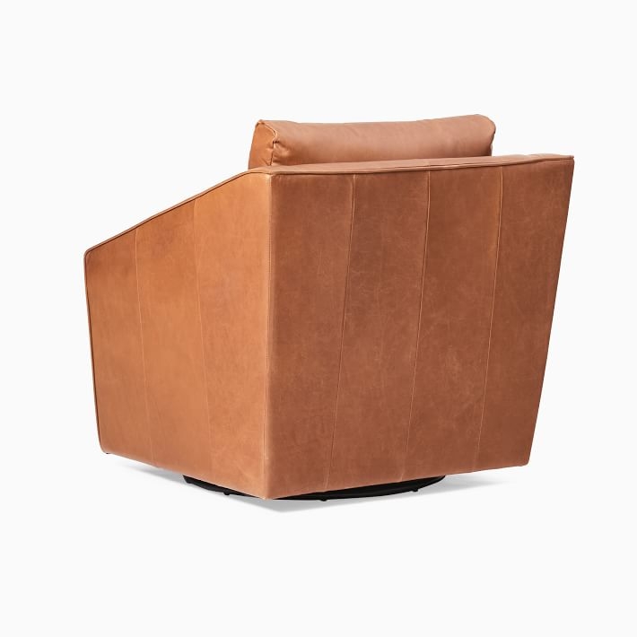 Tessa Swivel Chair, Poly, Vegan Leather, Saddle, Concealed Support - Image 4