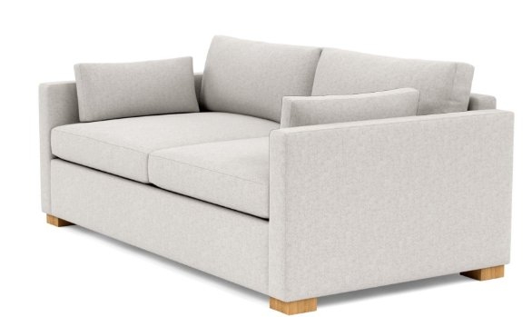 Charly 83" Sofa with Pebble Heathered Weave, Natural Oak Legs, & 2 Cushions - Image 3