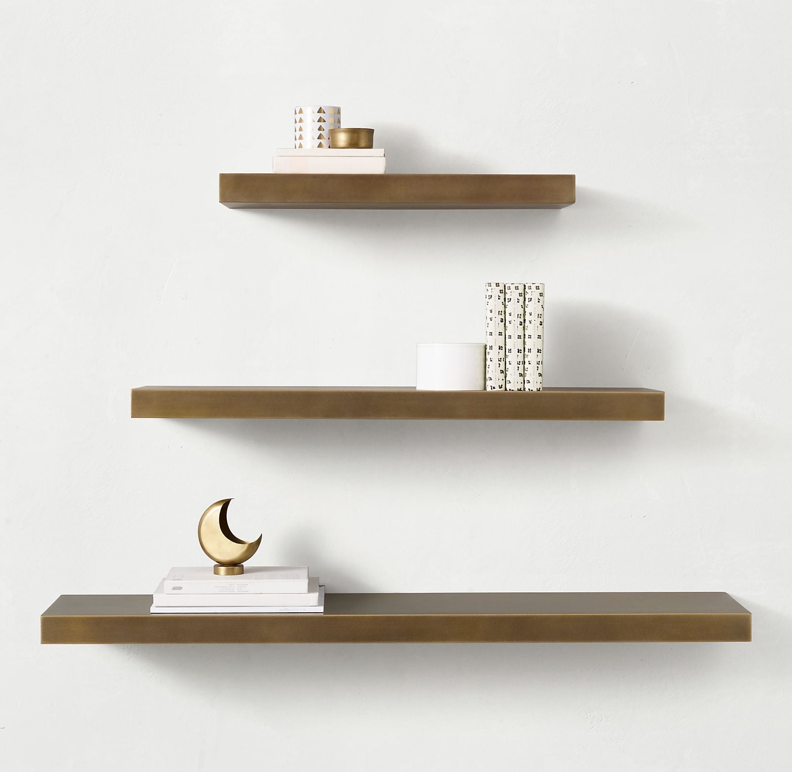MINIMALIST METAL FLOATING SHELF - AGED BRASS - Image 0