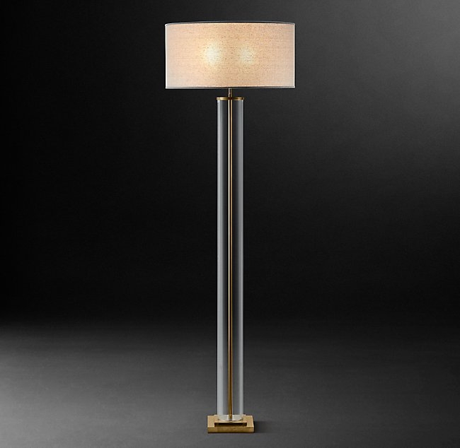 FRENCH COLUMN GLASS FLOOR LAMP - Antique Brass - Image 0