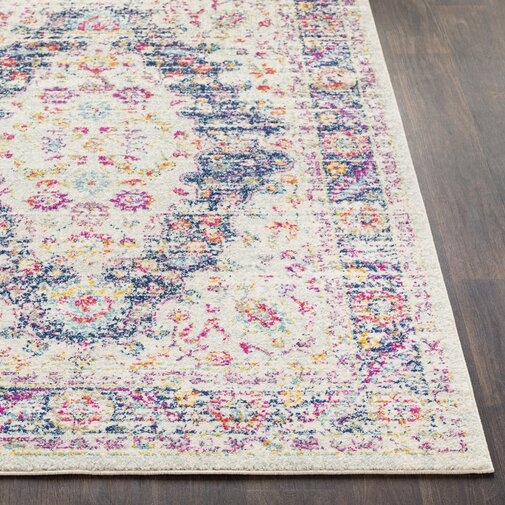 Almonte Distressed Pink/Navy Area Rug - Image 3