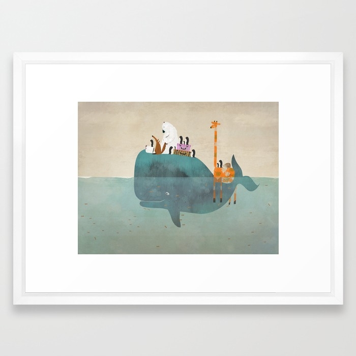 Party Whale by Terry Fan- Vector White- 20" X 26" - Image 0