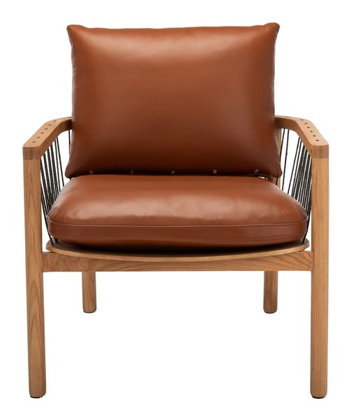 Caramel Mid-Century Leather Chair - Image 1