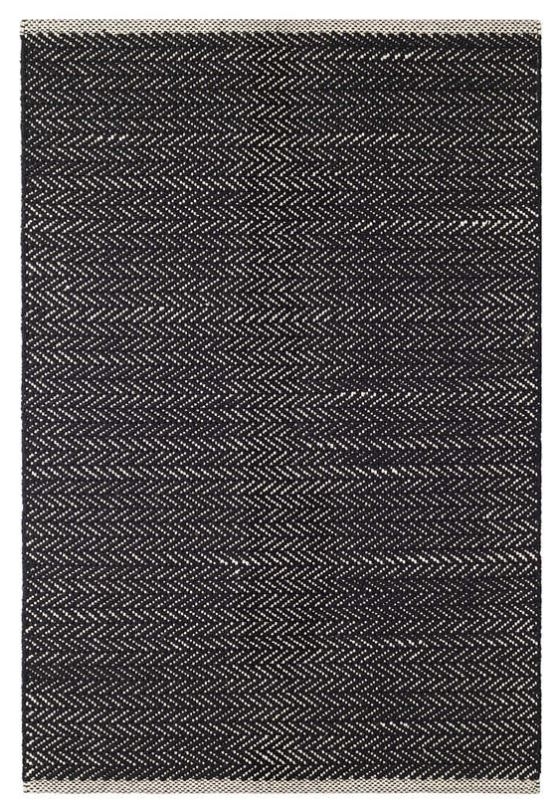 HERRINGBONE BLACK WOVEN COTTON RUG, 8x10 - Image 0