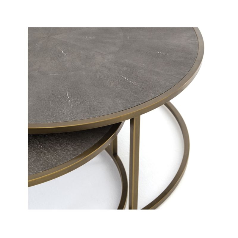 Shagreen Antique Brass Nesting Coffee Tables - Image 8