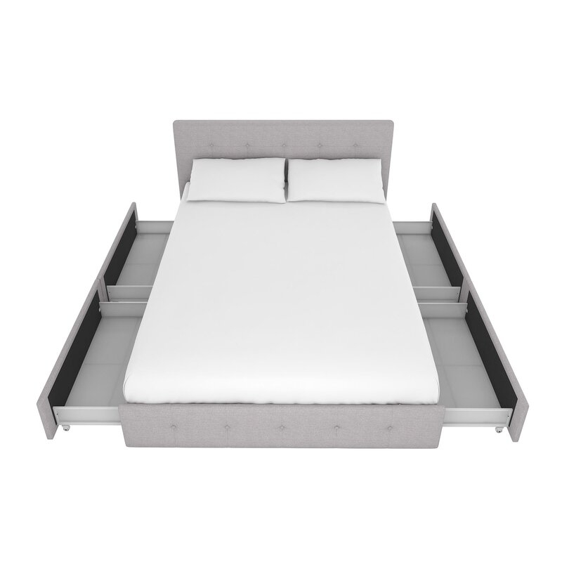 Houchins Upholstered Storage Platform Bed- Gray - Queen - Image 3