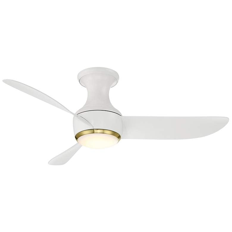 44" Modern Forms Corona White Brass LED Smart Hugger Ceiling Fan - Image 0