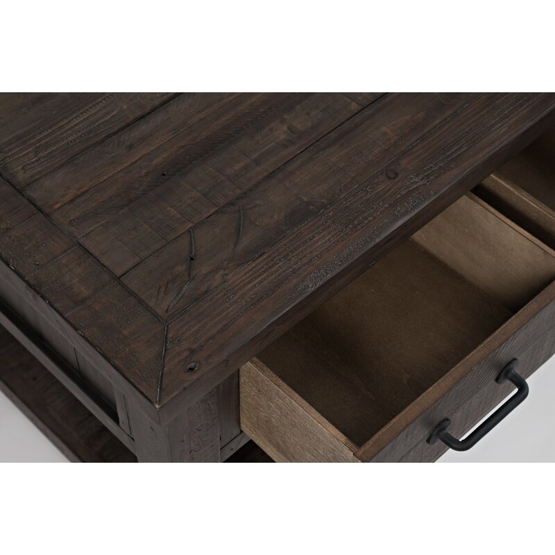 Westhoff Solid Wood Coffee Table with Storage / Barnwood Brown - Image 2