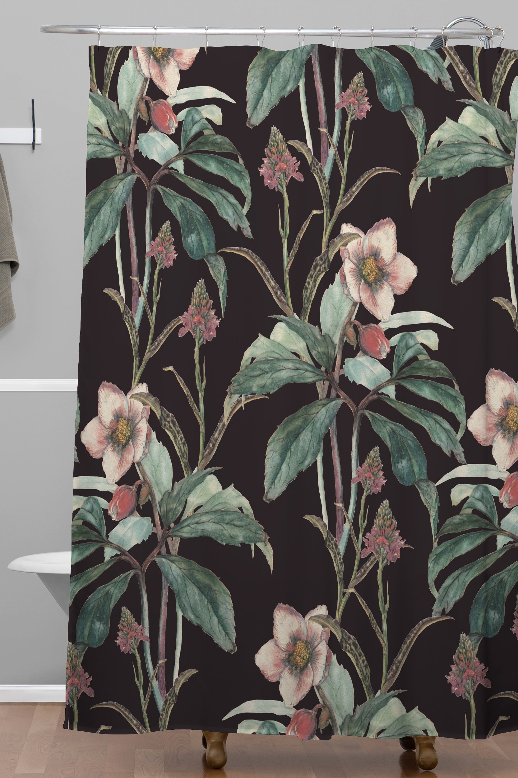Dramatic Garden by CayenaBlanca - Shower Curtain Standard 71" x 74" with Liner and Rings - Image 1